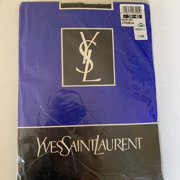 Vintage Yves Saint Laurent shiny black soft satin opaque tights US S-M Eur 48-40 - Picture 7 of 8